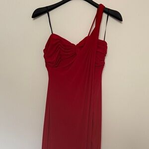 Elegant One-Shoulder Red Dress